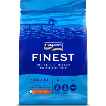 Krmivo pro psa FISH4DOGS Granule malé pro dospělé psy Finest sardinka se sladkými bramborami 1,5 kg, 1+