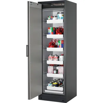 Protipožární skříň na neb. látky Select, W-66L, levé dveře, korpus antracit., barva dveří stříbrná