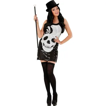 Karnevalový kostým Dámské šaty s lebkou - M