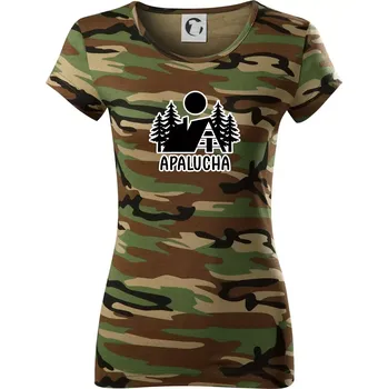 Apalucha chalupa - Dámské maskáčové triko - M ( Hnědý maskáč )