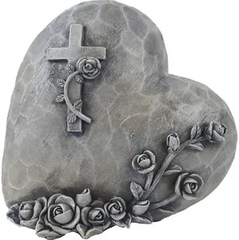 Vánoce MOREX X7476 dekorace na hrob srdce 14 x 8 x 13 cm šedá