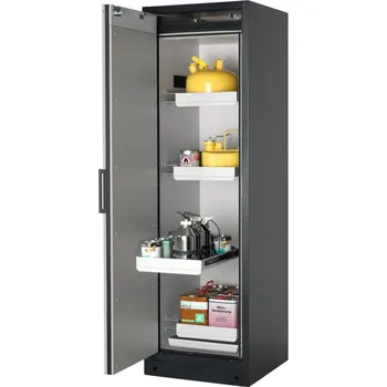 Protipožární skříň na nebezpečné látky asecos Select W-64L-O, 4 ks vany, dveře šedé, One-Touch