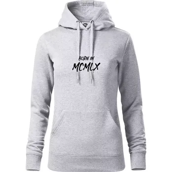 Dámská mikina Born in - Římské číslo 1960 - Mikina dámská Cape s kapucí - M ( Světlešedý Melír )