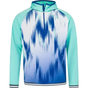 Pánská mikina Pánská tenisová mikina Head Topspin Hoodie - turquoise/print vision Tyrkysový (M)