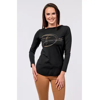 Dámská halenka Viskózová černá dámská halenka s potiskem 7748 velikost S