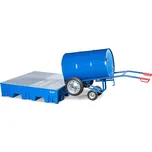 Vozík na sudy typ FKR-S2 z oceli, celopryžová kola a 2 opěrná kolečka, pro 200l a 220l sudy, vodivý