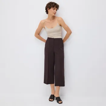 Dámské kalhoty Reserved - Kalhoty culotte s&nbsp;nažehlenými puky - tmavě hnědá - 370GF-89X - 370GF-89X-36