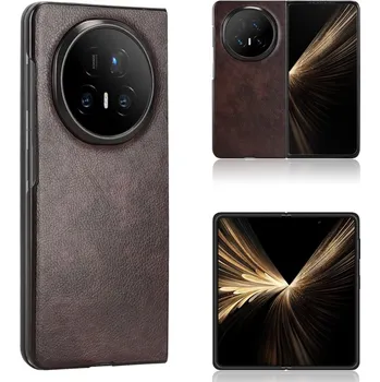 Pouzdro na mobilní telefon Vintages plastové pouzdro s umělou kůží na Honor Magic V5 - hnědé