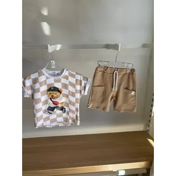 Kojenecká souprava Dětská letní souprava Gamex – tričko a kraťasy s medvídkem, béžová | Oblečení pro miminka a batolata