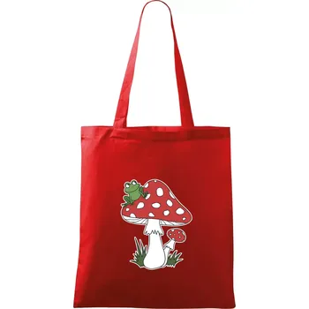 Goblincore houba veselá - Taška bavlněná - 42 x 38 cm ( Červená )