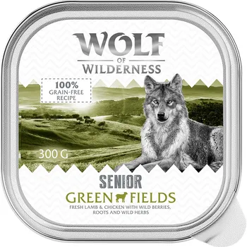 Krmivo pro psa 6ks-6x300g Wolf of Wilderness Senior Green Fields jehněčí a kuřecí vlhké krmivo pro psy