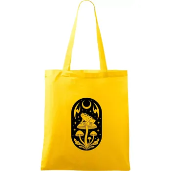 Goblincore černobílá oválná žába - Taška bavlněná - 42 x 38 cm ( Žlutá )