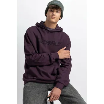 Chlapecká mikina Reporter Young | Chlapecká tmavě fialová zateplená mikina s kapucí a nápisem z lesklých kamínků - Barva FIALOVÁ, Velikost 170 243-0551B-55-690-1