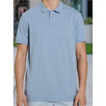 Pánské tričko Sinsay - Bavlněné polo tričko - modrá - 554EY-05X - 554EY-05X-L