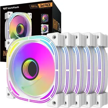 Počítačové chlazení Sada PC ventilátorů DARKFLASH INF24 ARGB 5v1 White