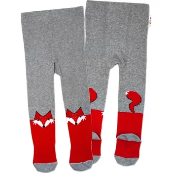 Dětská móda Baby Nellys Bavlněné punčocháče Lištička Šedo/červené, vel.104/110