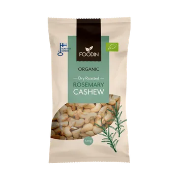 Sušená potravina Foodin pražené kešu oříšky s rozmarýnem vegan bio 120 g