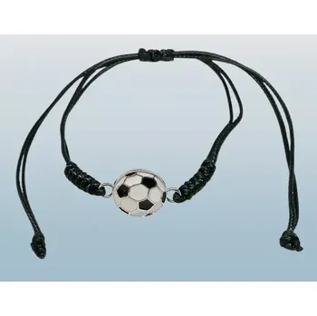Náramek Hračky jako dárky Černý provázkový náramek s fotbalovým míčem – stylový doplněk pro kluky Černá