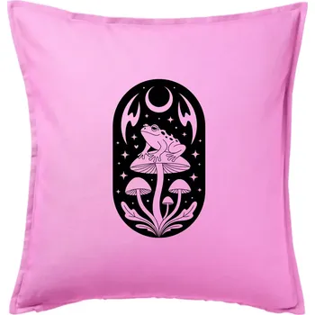 Polštář Goblincore černobílá oválná žába - Polštář 50x50 - 50x50 - Pouze potah ( Růžová )