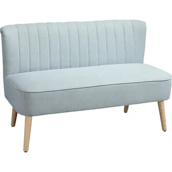 Pohovka HOMCOM 2místná látková pohovka Čalouněná pohovka, lounge sofa, dřevo, pěna, světle zelená, 117 x 56,5 x 77 cm| Aosom
