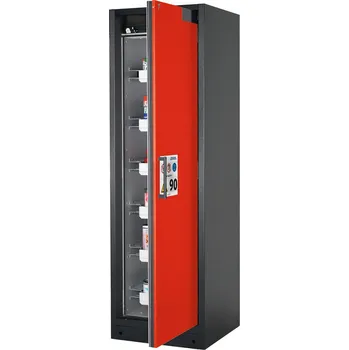 Protipožární skříň na nebezpečné látky asecos Select W-66R-O, 6 ks vany, dveře červené, One-Touch