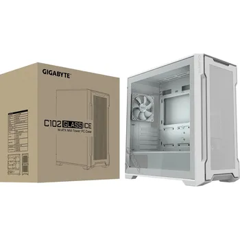 PC skříň GIGABYTE C102 GLASS ICE/Midi Tower/Transpar./Bílá