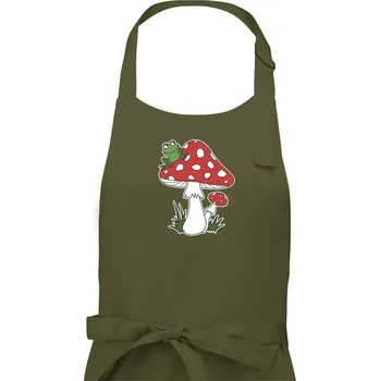 Kuchyňská zástěra Goblincore houba veselá - Dámská zástěra na vaření - Univerzální velikost ( Khaki )