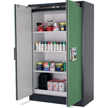 Protipožární skříň na nebezpečné látky asecos Select W-123-O, 3ks police, dveře zelené, One-Touch
