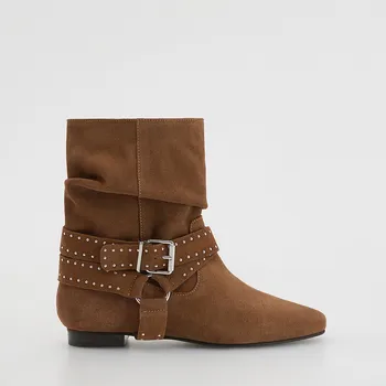 Dámské tenisky Reserved - Kožené kotníkové boty s ozdobnou sponou - zlatavá hnědá - 183FF-82X - 183FF-82X-41