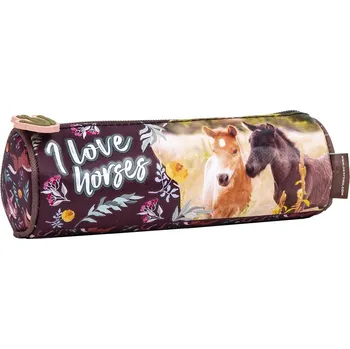 Penál Derform Kulatý penál koně I Love Horses