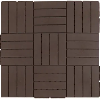 Venkovní dlažba Outsunny plastová dlažba na terasu, sada 9 kusů 30 x 30 cm, protiskluzový design s instalací na sponu, dlažba pro vnitřní i venkovní použití, hnědá | Aosom.de