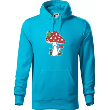 Pánská mikina Goblincore houba veselá - Mikina pánská Cape s kapucí - 5XL ( Světlý tyrkys )