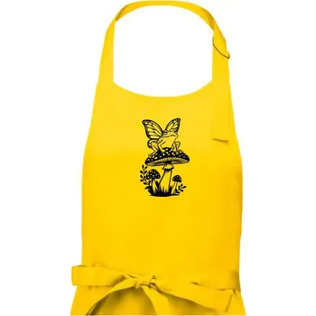 Kuchyňská zástěra Goblincore černá houba se žábou - Pánská zástěra na vaření - Univerzální velikost ( Žlutá )