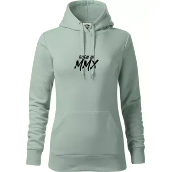 Dámská mikina Born in - Římské číslo 2010 - Mikina dámská Cape s kapucí - XS ( Sage )