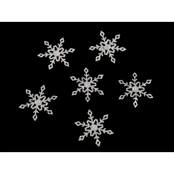 Vánoce Vánoční filcová vločka s glitry Ø30 mm Varianta: 2 stříbrná, Balení: 10 ks