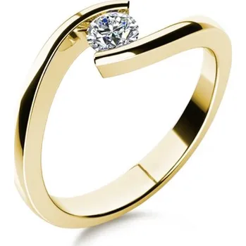 Prsten Couple, Minimalistický zásnubní prsten Freya, žluté zlato se zirkonem, vel. 49, prům. 15.6 mm, 585-68-1-4060.0Z00.0.49.001