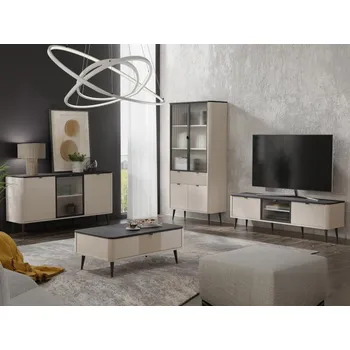 Obývací stěna Sestava nábytku do obývacího pokoje Rotevio I, Barva: kašmír / kašmír + šedý kámen MIRJAN 5903211426537