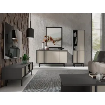 Obývací stěna Nábytek do obývacího pokoje Wektus I, Barva: antracit / světle béžová MIRJAN 5903211425929