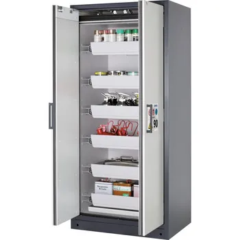 Protipožární skříň na neb. látky Select, W-96, korpus antracit., barva dveří šedá, 6 výsuv. van