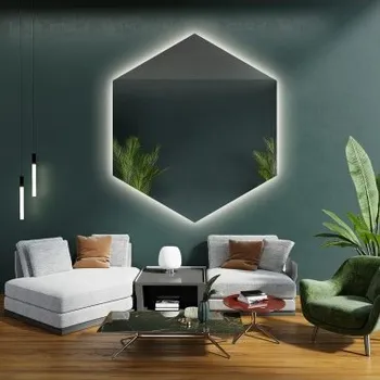 Zrcadlo Zrcadlo geometrického tvaru s osvětlením – HEXA LED
