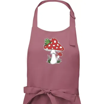 Kuchyňská zástěra Goblincore houba veselá - Dámská zástěra na vaření - Univerzální velikost ( Starorůžová )