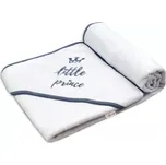 Baby Nellys Dětská termoosuška Little prince s kapucí Bílá/šedý lem 100/100 cm