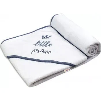 Baby Nellys Dětská termoosuška Little prince s kapucí Bílá/šedý lem 100/100 cm