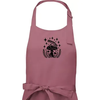 Kuchyňská zástěra Goblincore hvězdy a houba - Dámská zástěra na vaření - Univerzální velikost ( Starorůžová )