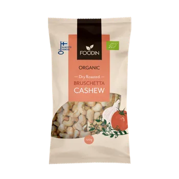 Sušená potravina Foodin pražené kešu oříšky s bruschetta kořením vegan bio 120 g