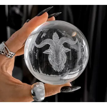 křištálová koule (dekorace) KILLSTAR - Baphomet - Clear