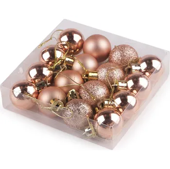 Bytová dekorace Vánoční baňky Ø30 mm Balení: 1 krab., Varianta: 3 pudrová - 8596475680127