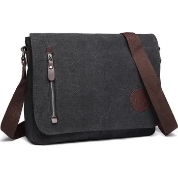 Cestovní taška Kono 1824 Plátěná Crossbody taška Černá 35cm