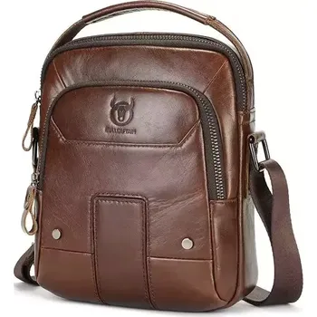 Bullcaptain kožená taška přes rameno Menard Hnědá