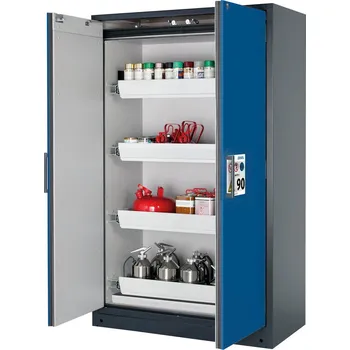 Protipožární skříň na neb. látky Select, W-124, korpus antracit., barva dveří modrá, 4 výsuv. vany